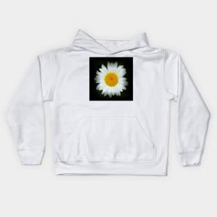 Happy Daisy Flower - White and Yellow Flower on Black Kids Hoodie